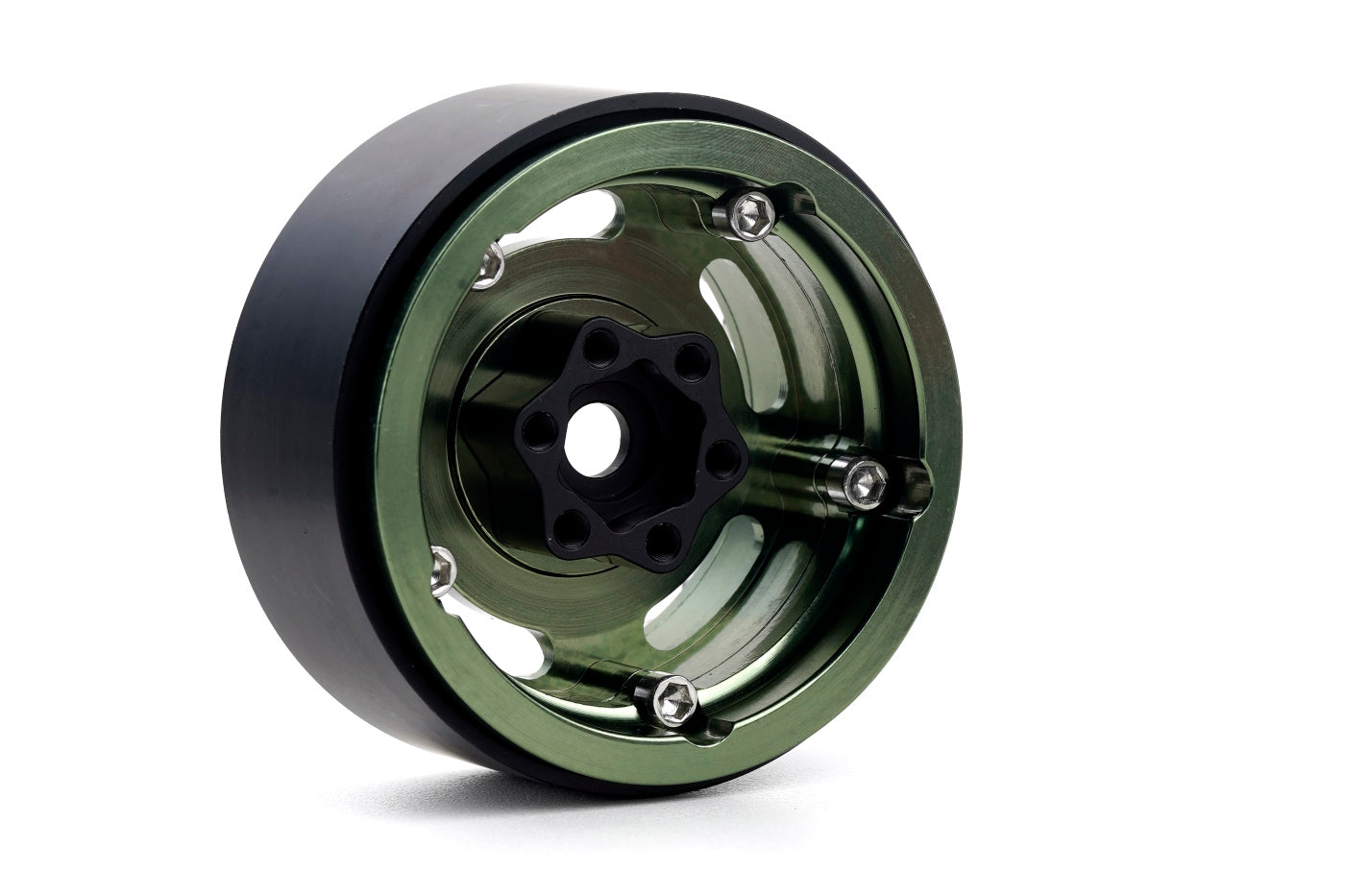 Powerhobby B6 Aluminum 1.9 Beadlock Wheels 9mm Hubs Green (4) 1/10 Rock Crawler - PowerHobby