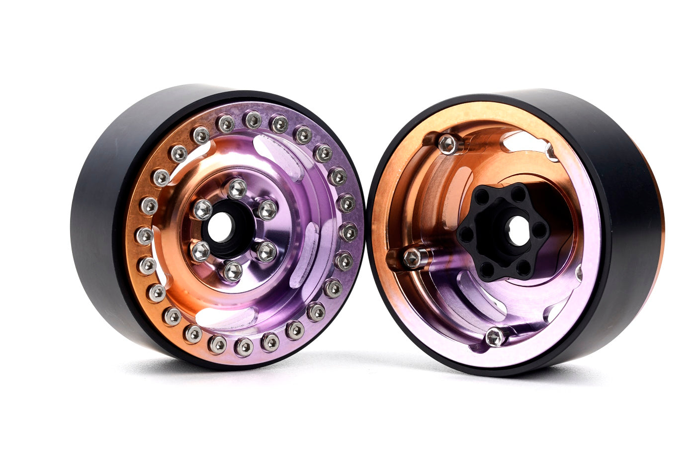 Powerhobby B6 Aluminum 1.9 Beadlock Wheels Orange / Purple (4) 1/10 Rock Crawler - PowerHobby