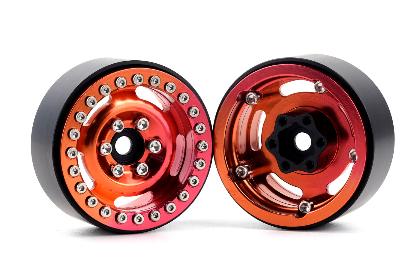 Powerhobby B6 Aluminum 1.9 Beadlock Wheels Orange / Red (4) 1/10 Rock Crawler - PowerHobby