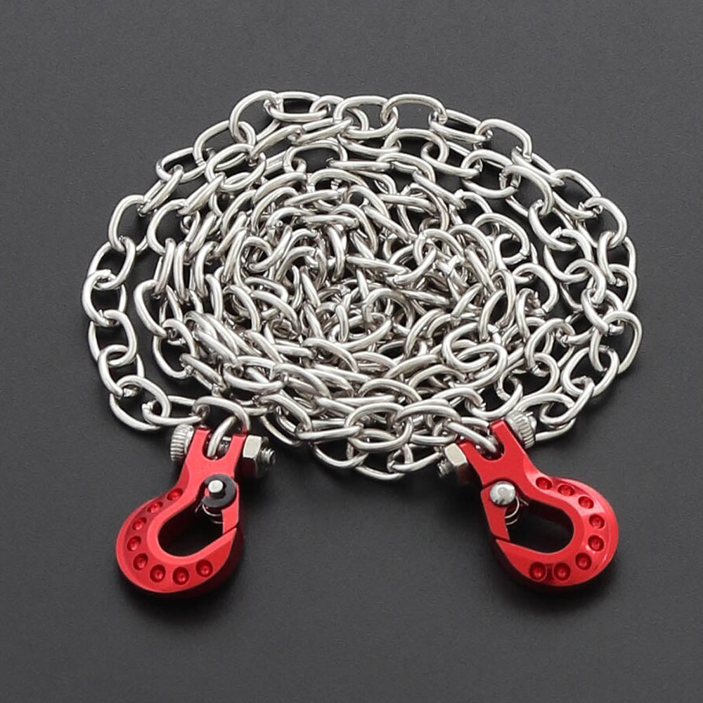 Powerhobby High End Metal Trailer Hook Silver Chain Red 1/10 Crawler Accessory - PowerHobby