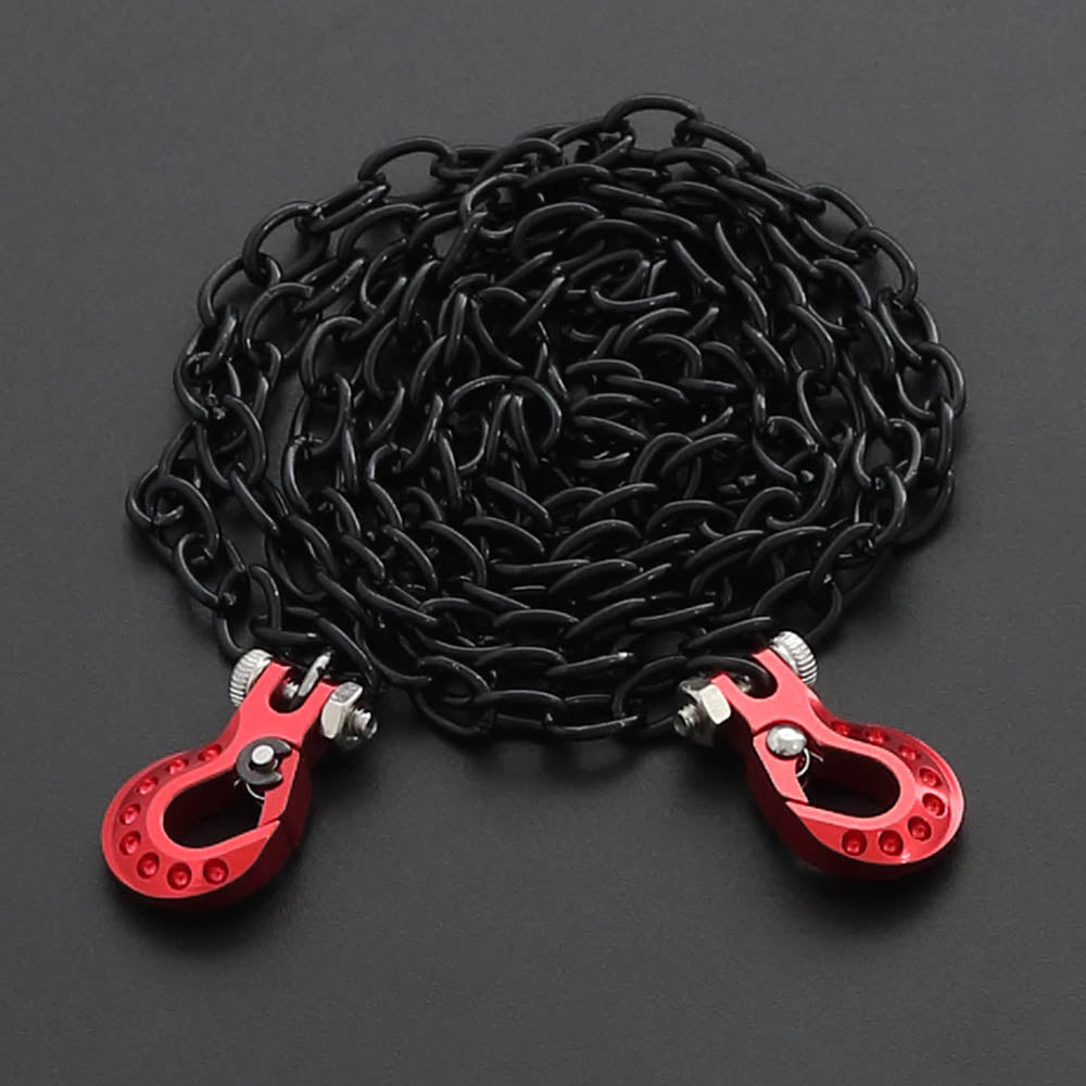 Powerhobby High End Metal Trailer Hook Black Chain RED 1/10 Crawler Accessory - PowerHobby