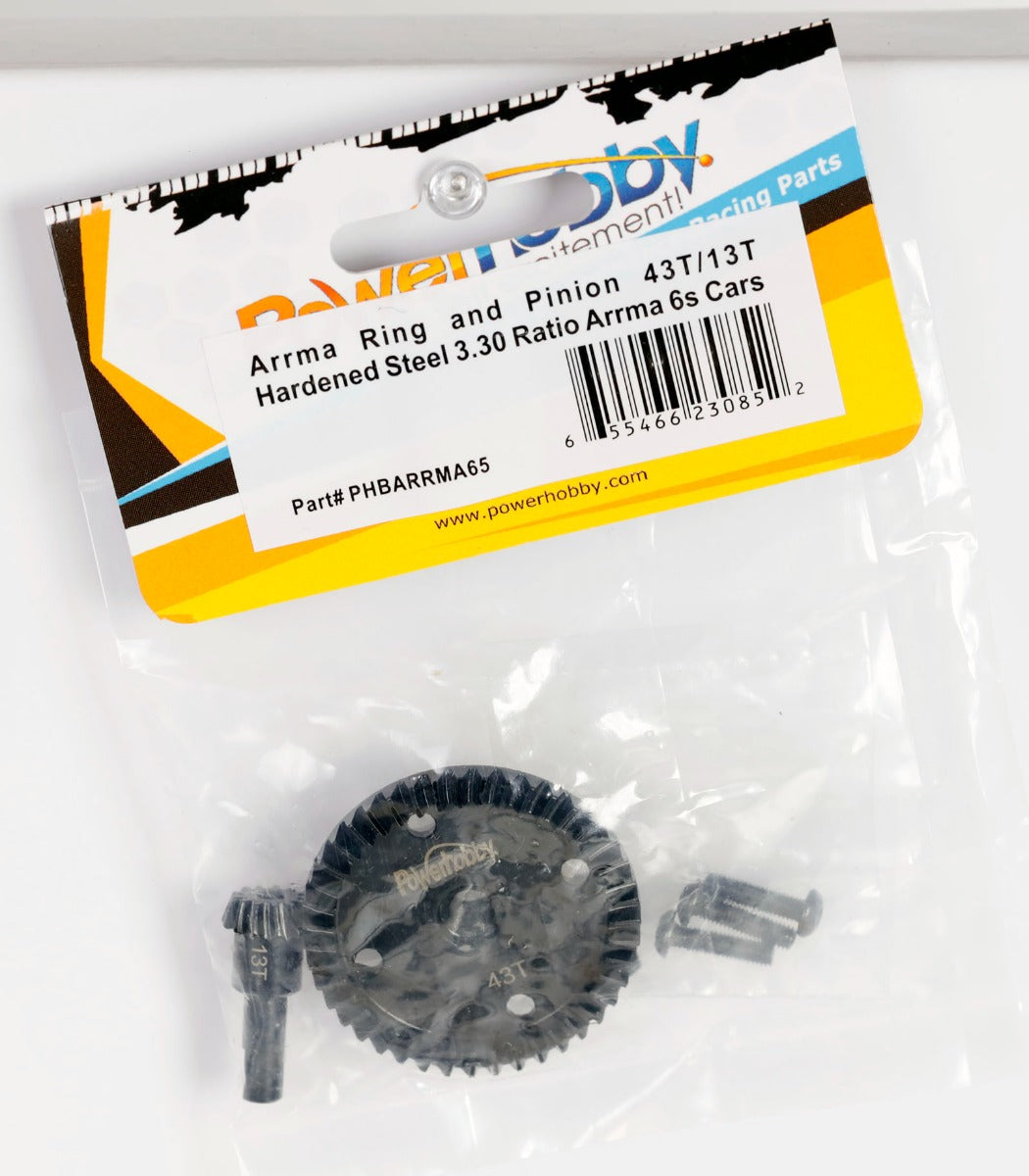 Powerhobby Arrma Ring / Pinion 43T / 13T Hardened Steel 3.30 Ratio Arrma 6s - PowerHobby