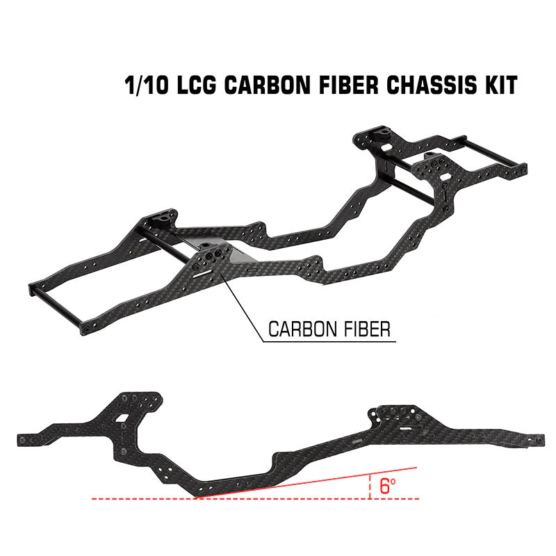 Powerhobby LCG Carbon Fiber Chassis Kit Frame for 1/10 Axial SCX10 & SCX10 II - PowerHobby