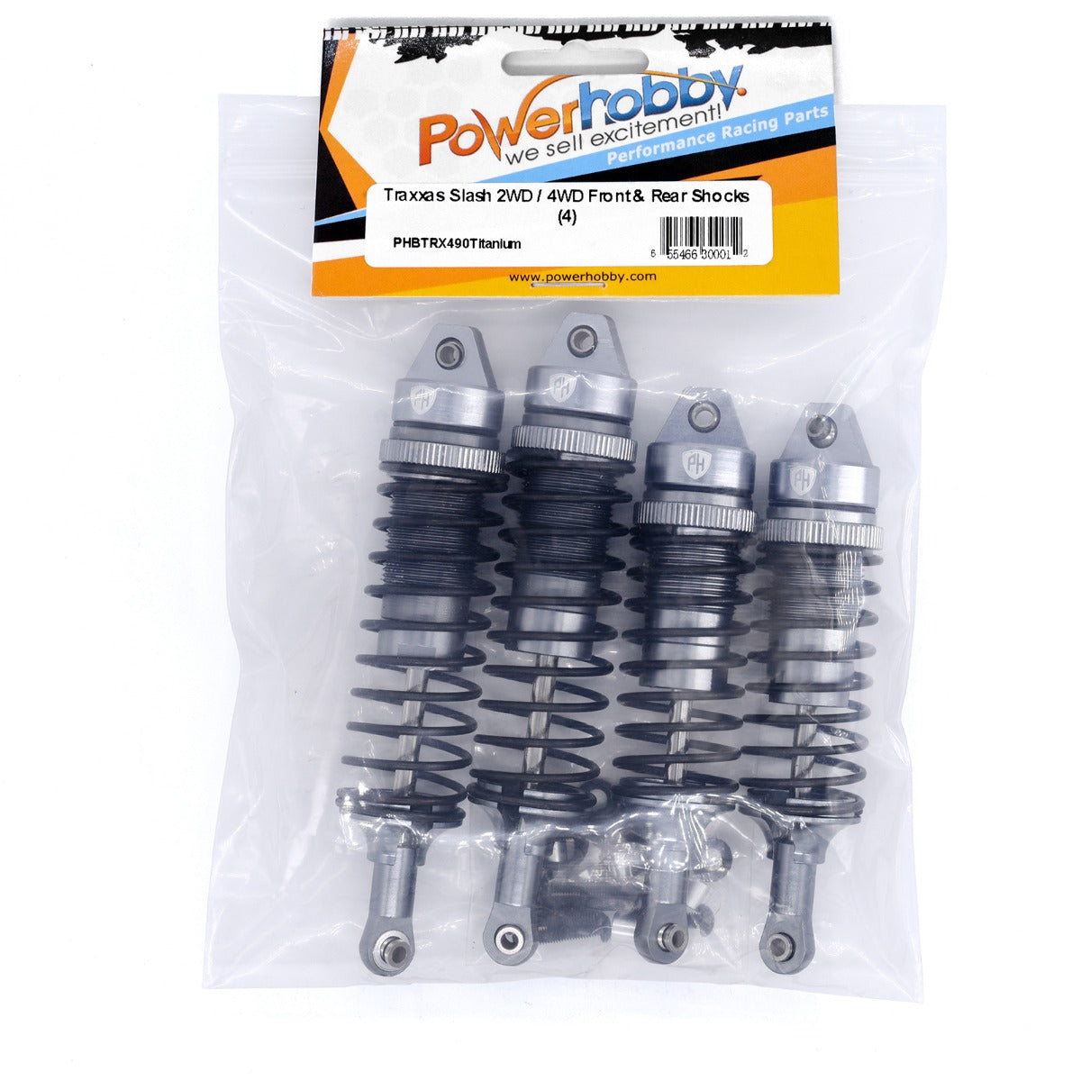 Powerhobby Front & Rear Shocks (4) FOR Traxxas Slash 2WD 4WD Titanium - PowerHobby