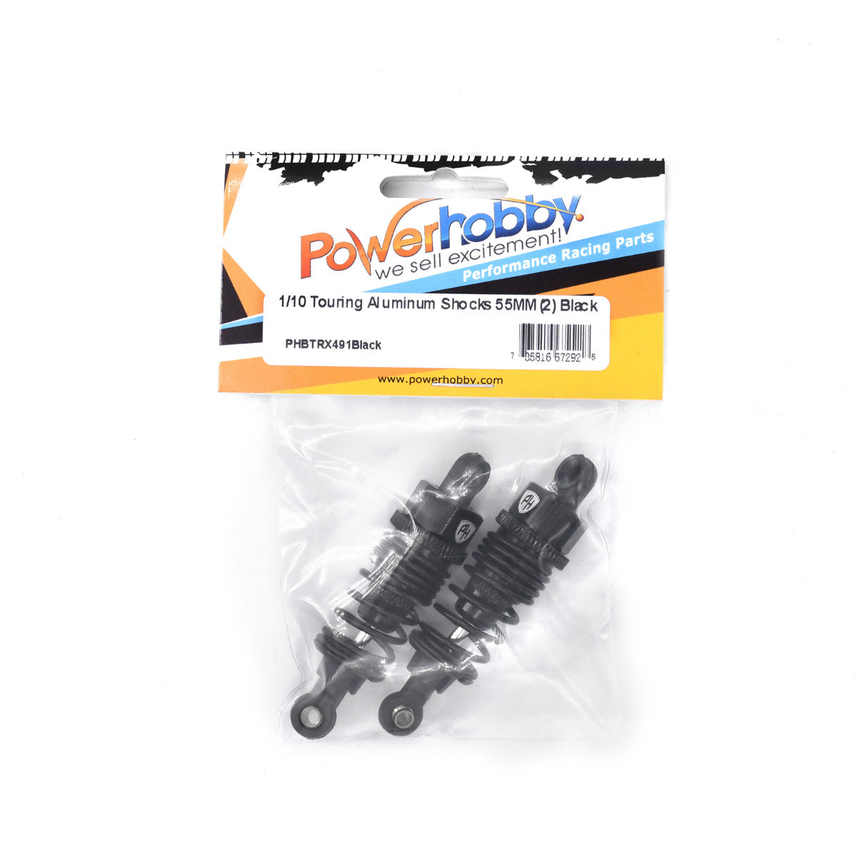 Powerhobby 1/10 Touring Aluminum Shocks 55MM (2) Black - PowerHobby