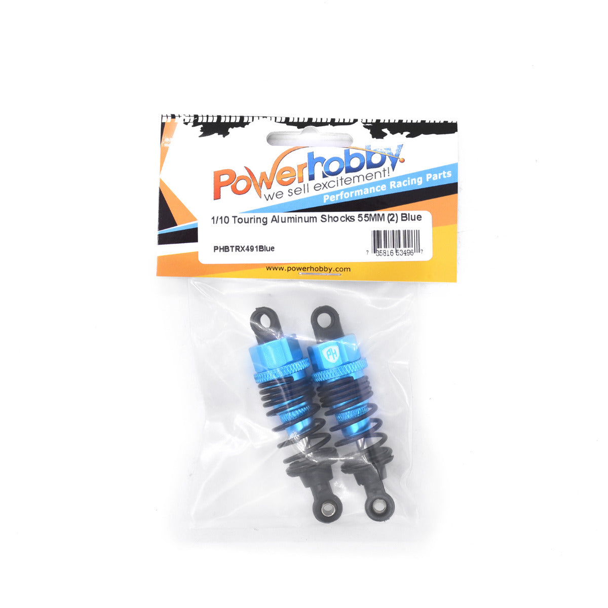 Powerhobby 1/10 Touring Car Aluminum Shocks 55MM (2) Blue - PowerHobby