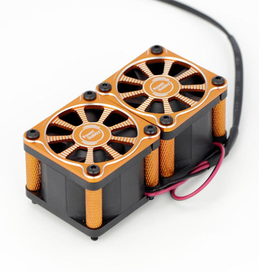 Powerhobby Twister Twin / Dual 40mm 1/8 1/5 Motor Aluminum Cooling Fan - Orange - PowerHobby