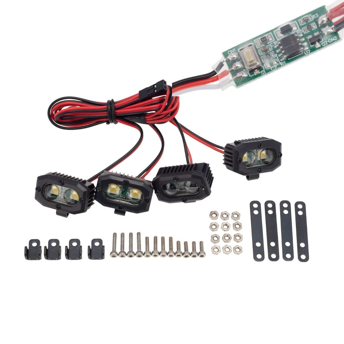 PowerHobby RC 4 Dual LED Lights Headlights Spotlight w/ Controller for 1/10 1/8 - PowerHobby