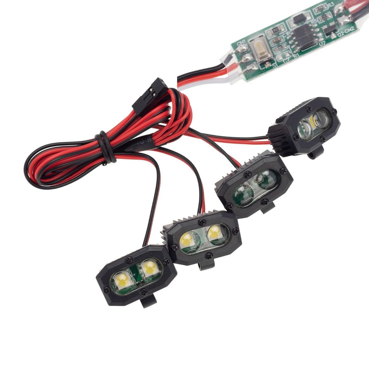 PowerHobby RC 4 Dual LED Lights Headlights Spotlight w/ Controller for 1/10 1/8 - PowerHobby