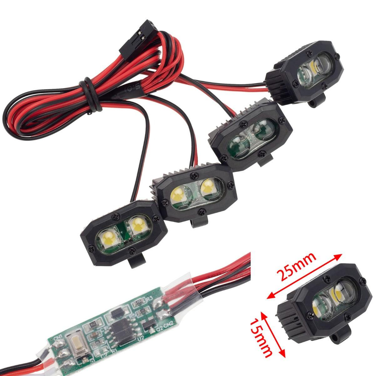 PowerHobby RC 4 Dual LED Lights Headlights Spotlight w/ Controller for 1/10 1/8 - PowerHobby