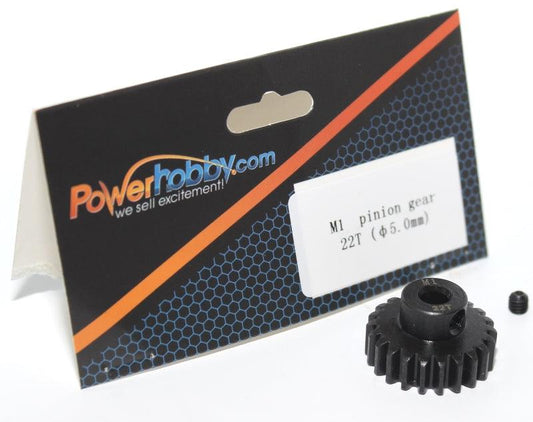 PowerHobby Mod 1 22T Harden Steel Pinion Gear 5MM Bore M1 22 Tooth - PowerHobby