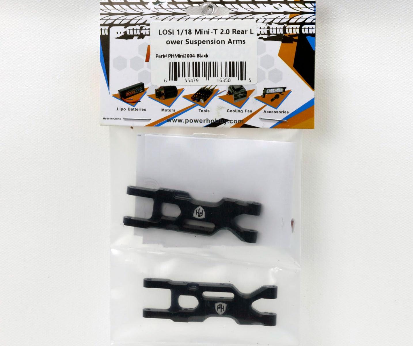 PowerHobby LOSI 1/18 Mini-T 2.0 Aluminum Rear Lower Suspension Arms Black - PowerHobby