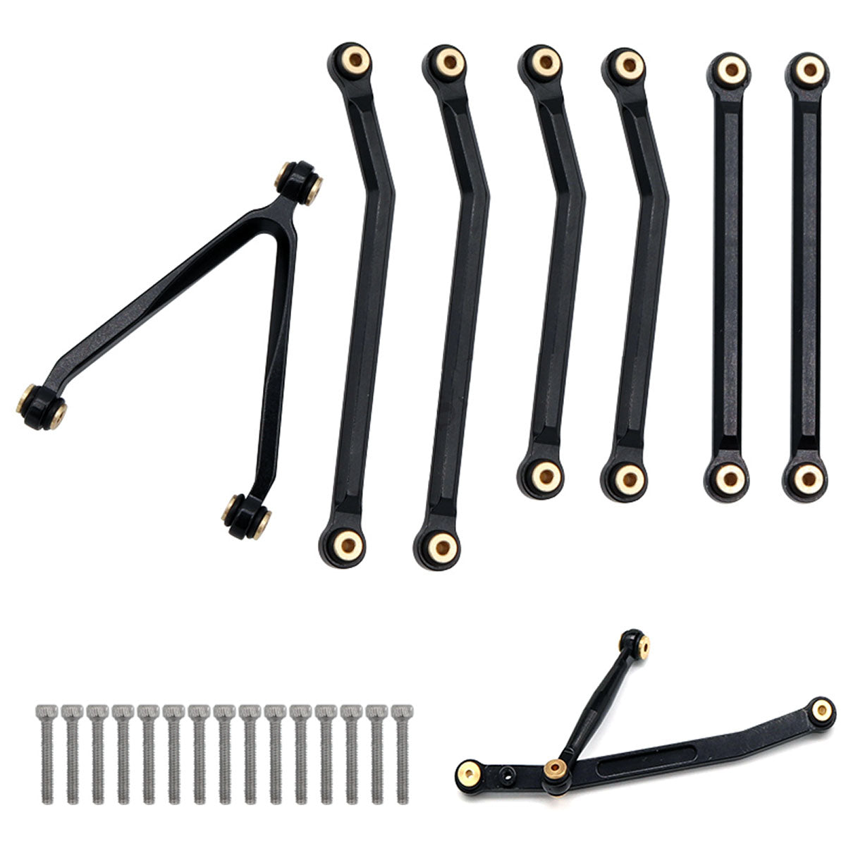 Powerhobby Aluminum SCX24 C10 Jeep High Clearance Chassis Links Set 133.7mm Black - PowerHobby