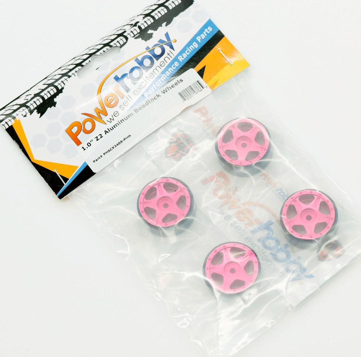 Powerhobby Z2 1.0" Aluminum Beadlock Crawler Wheels Pink 1/24 Axial SCX24 C10 - PowerHobby