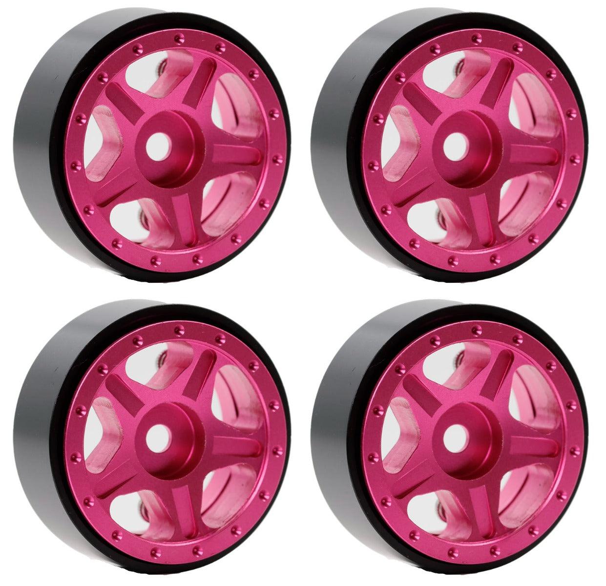 Powerhobby Z2 1.0" Aluminum Beadlock Crawler Wheels Pink 1/24 Axial SCX24 C10 - PowerHobby