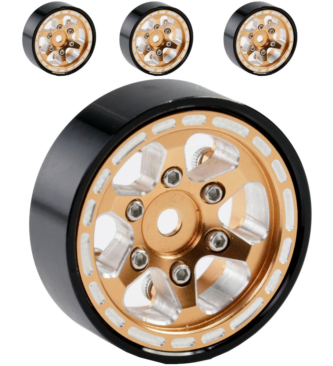 Powerhobby Axial SCX24 Jeep Bronco Aluminum Beadlock Crawler Wheels 1/24 Copper - PowerHobby