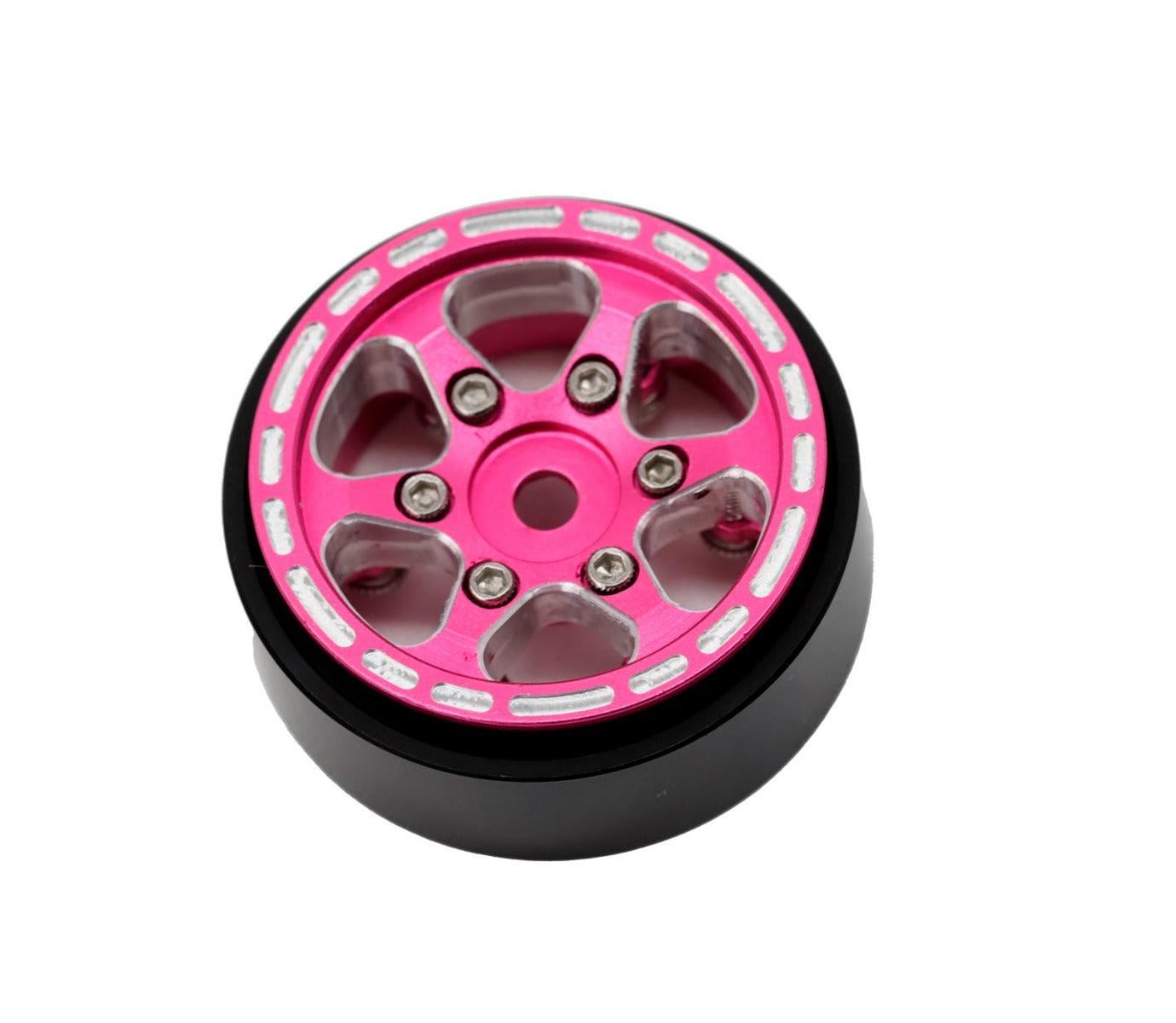 Powerhobby Z1 1.0" Aluminum Beadlock Wheels Pink 1/24 Axial SCX24 Jeep Bronco - PowerHobby