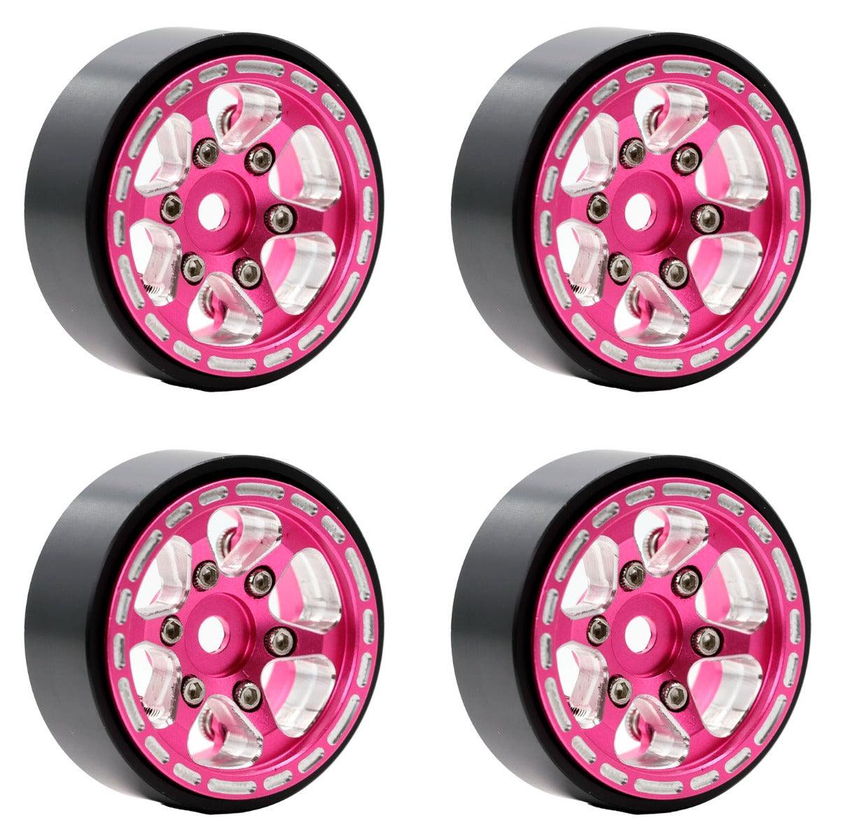 Powerhobby Z1 1.0" Aluminum Beadlock Wheels Pink 1/24 Axial SCX24 Jeep Bronco - PowerHobby