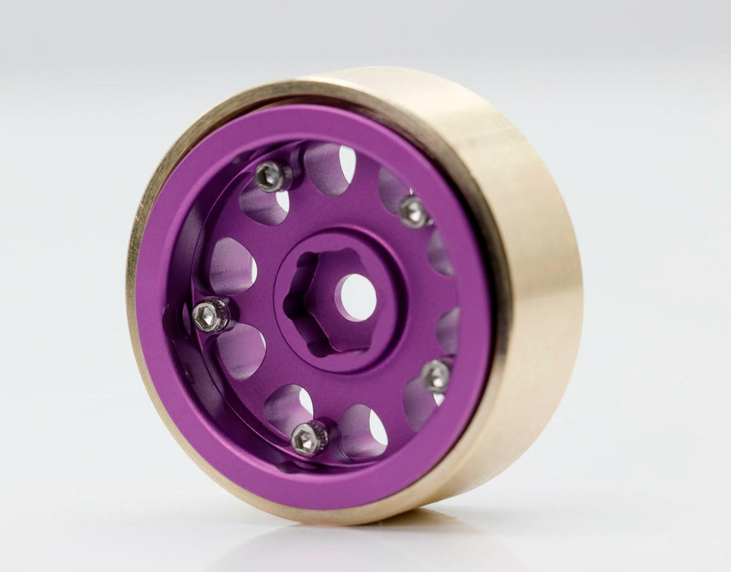 Powerhobby Z5 1.0" Aluminum Brass Ring Beadlock Crawler Wheels SCX24 Purple 1/24 - PowerHobby