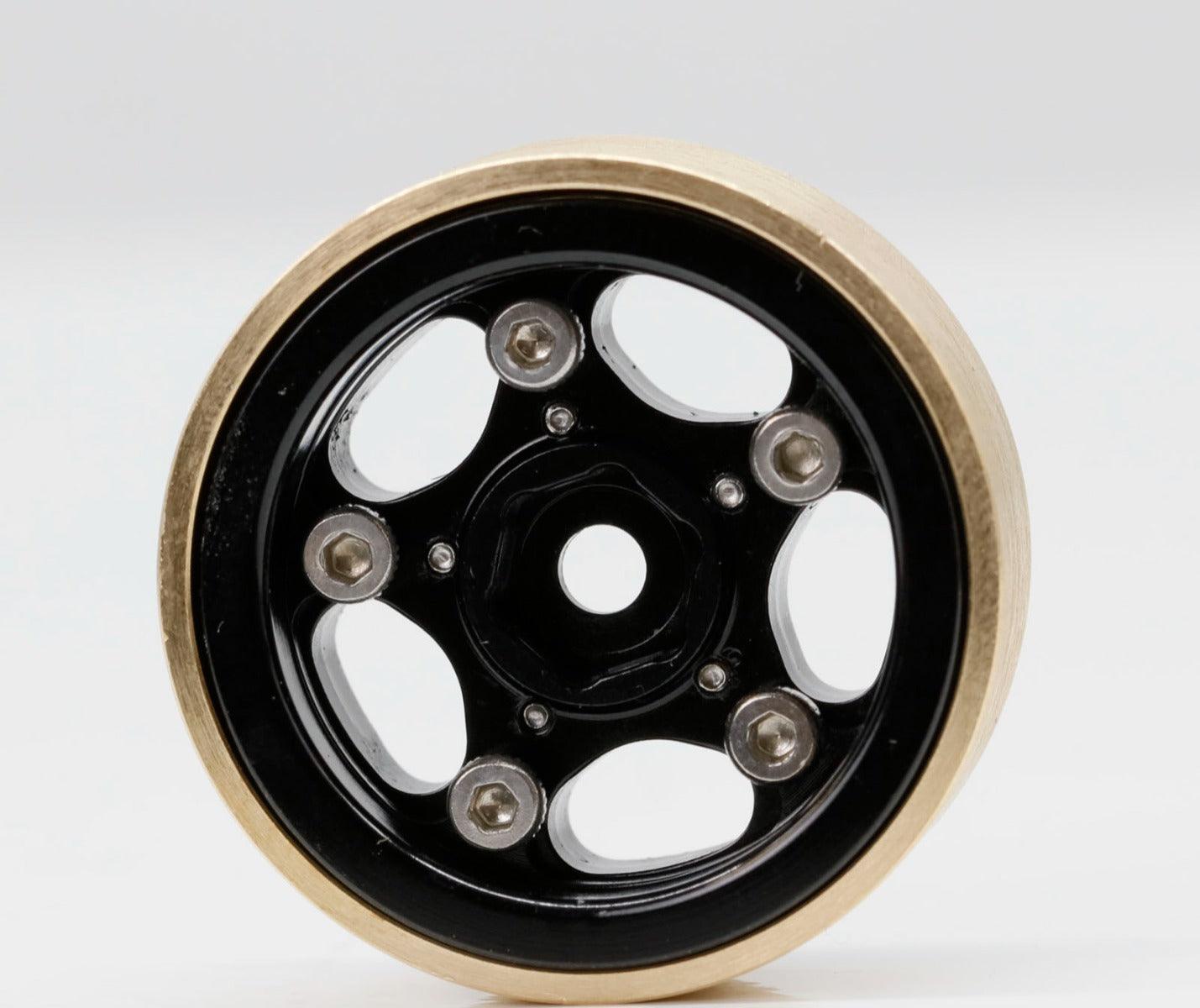 Powerhobby Z3 1.0" Aluminum Brass Ring Beadlock Crawler Wheels 1/24 SCX24 Black - PowerHobby