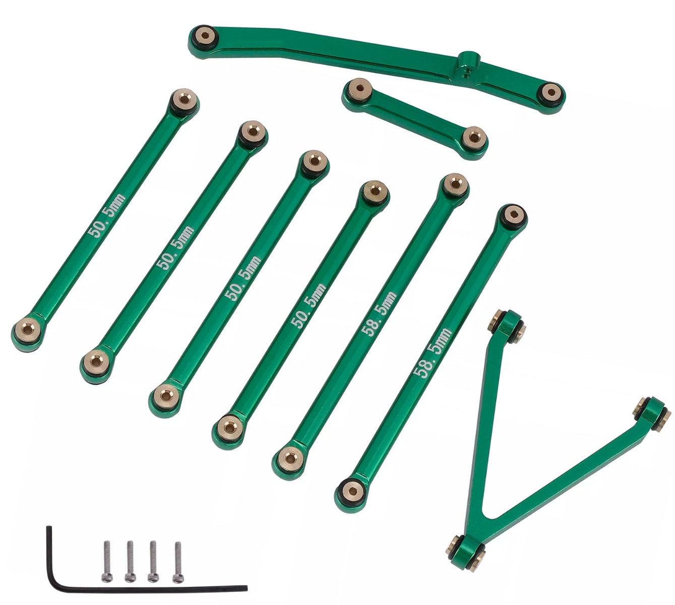 Powerhobby Aluminum Suspension Links Steering Rod Tie Set SCX24 C10 Jeep Green - PowerHobby