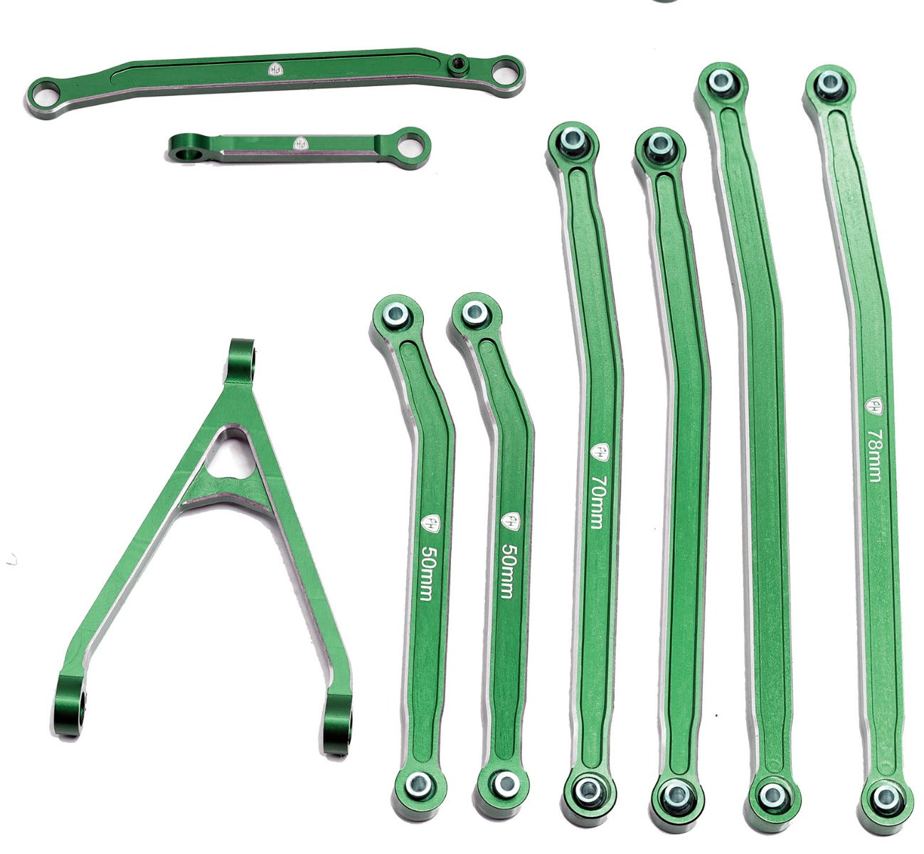 Powerhobby Axial SCX24 Jeep Gladiator Aluminum High Clearance Chassis Links Green - PowerHobby