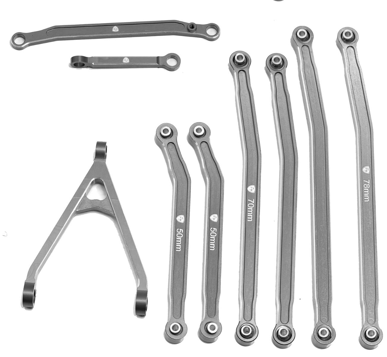 Powerhobby Axial SCX24 Jeep Gladiator Aluminum High Clearance Chassis Links Grey - PowerHobby