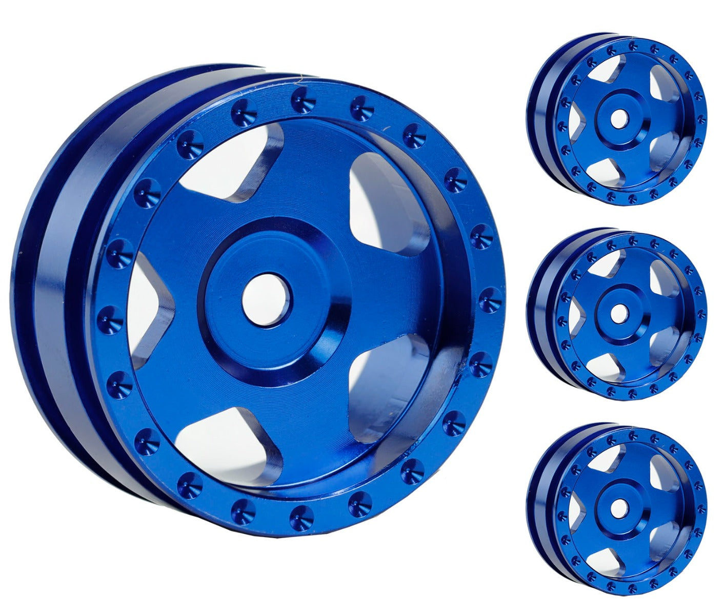 Powerhobby Z9 1.0" SCX24 Aluminum Wheels Bronco C10 Jeep 1/24 Blue - PowerHobby