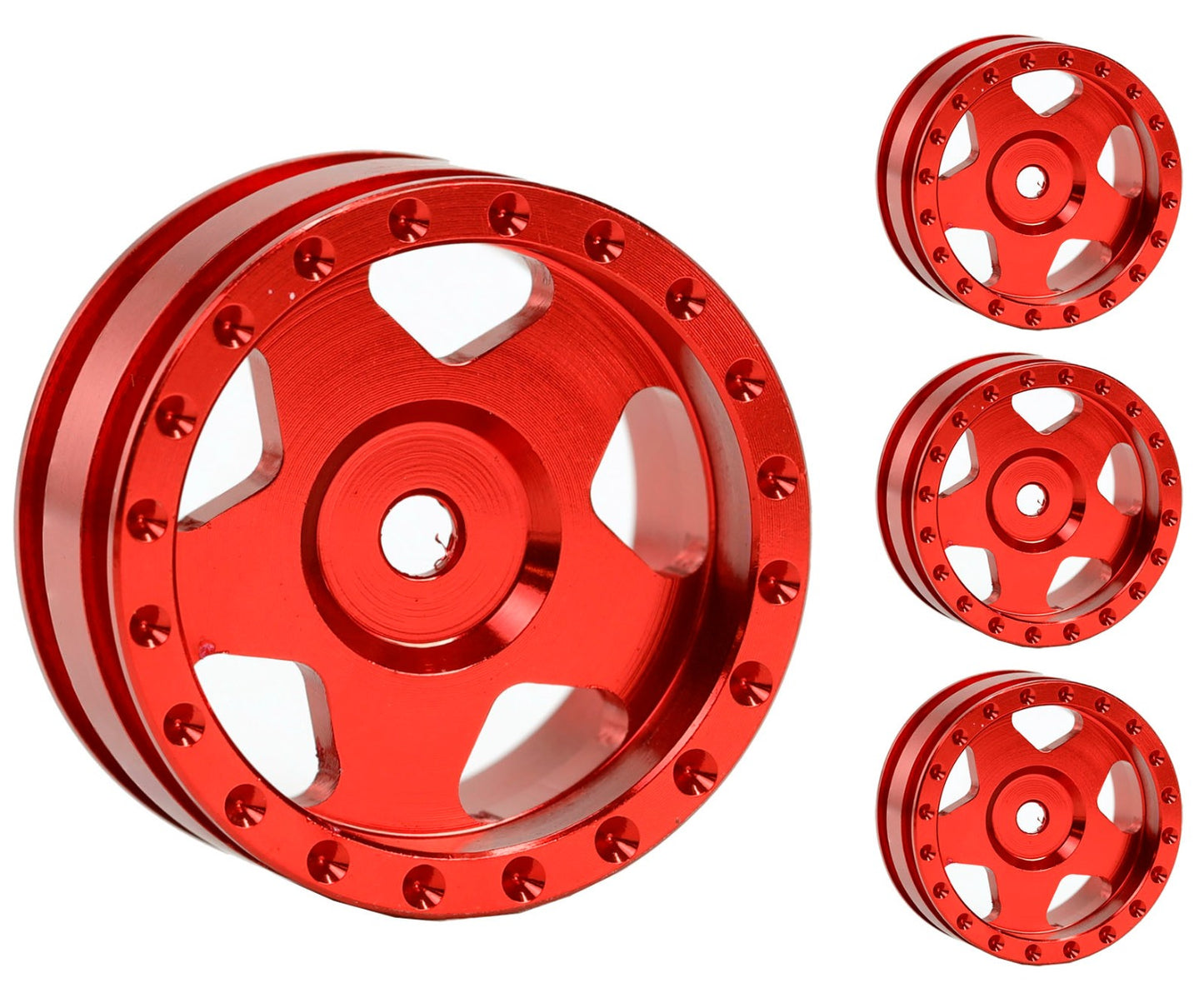 Powerhobby Z9 1.0" SCX24 Aluminum Wheels Bronco C10 Jeep 1/24 Red - PowerHobby