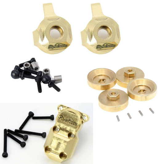 Powerhobby Axial SCX24 Brass Hex Hubs / Diff Cover / Front Knuckles COMBO - PowerHobby