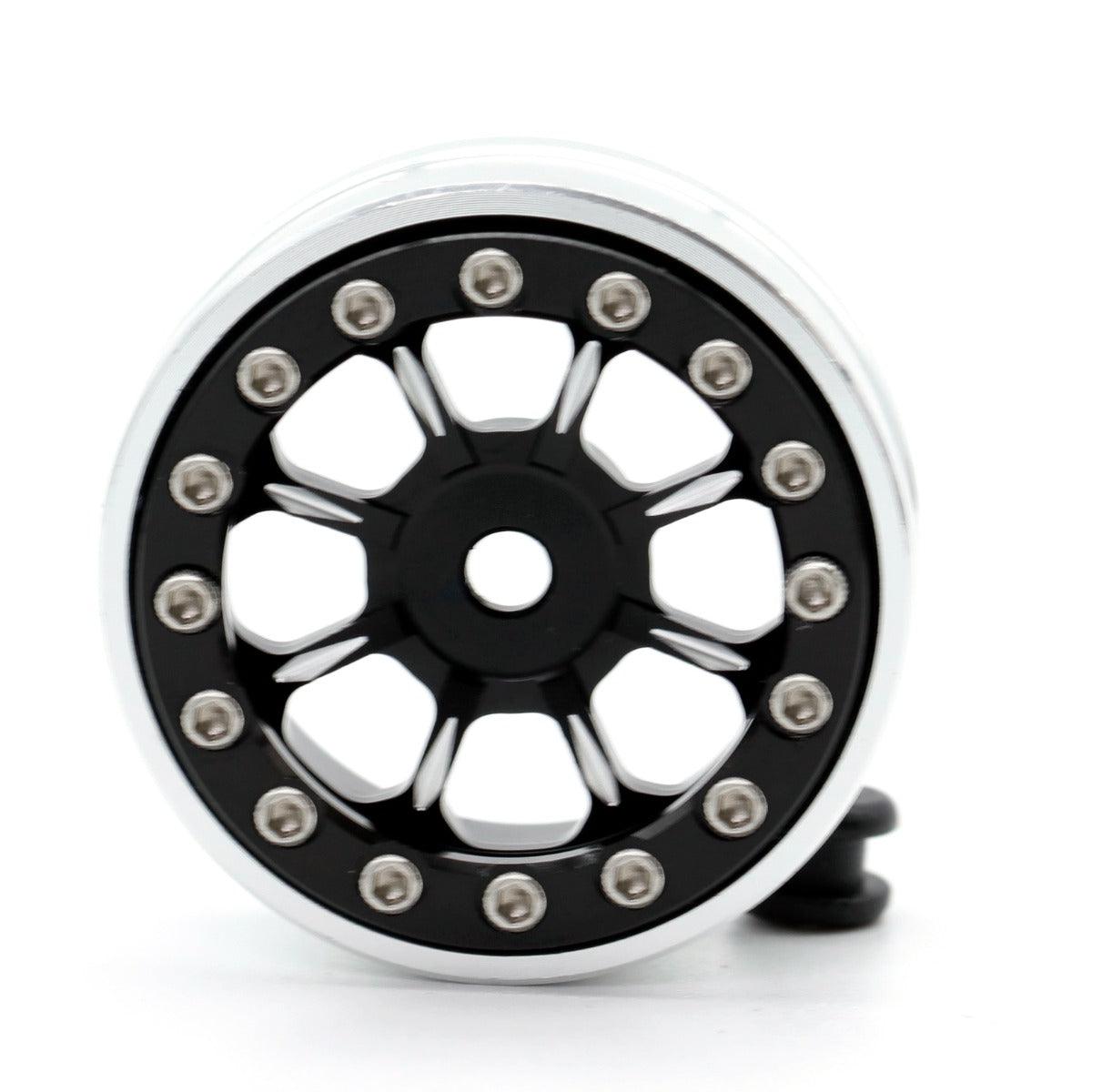 Powerhobby B59 Aluminum Beadlock 1.0” Rock Crawler Wheels Axial SCX24 Black - PowerHobby