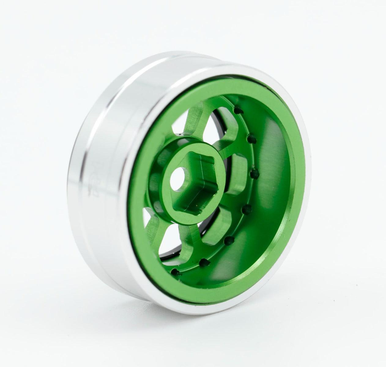 Powerhobby B59 Aluminum Beadlock 1.0” Rock Crawler Wheels Axial SCX24 - Green - PowerHobby