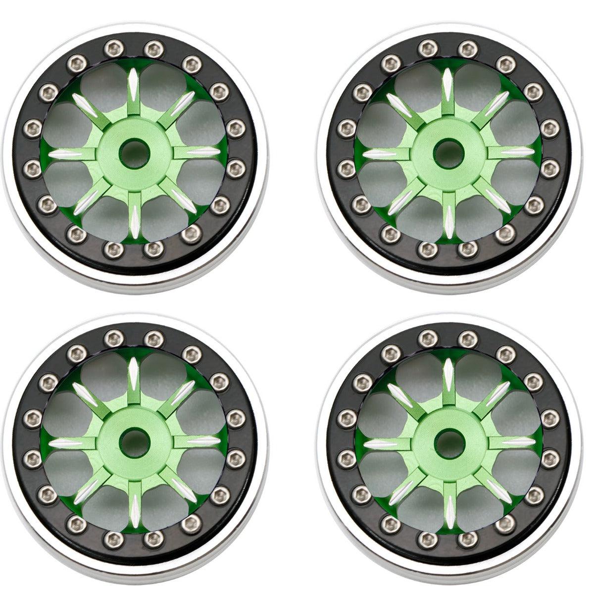 Powerhobby B59 Aluminum Beadlock 1.0” Rock Crawler Wheels Axial SCX24 - Green - PowerHobby