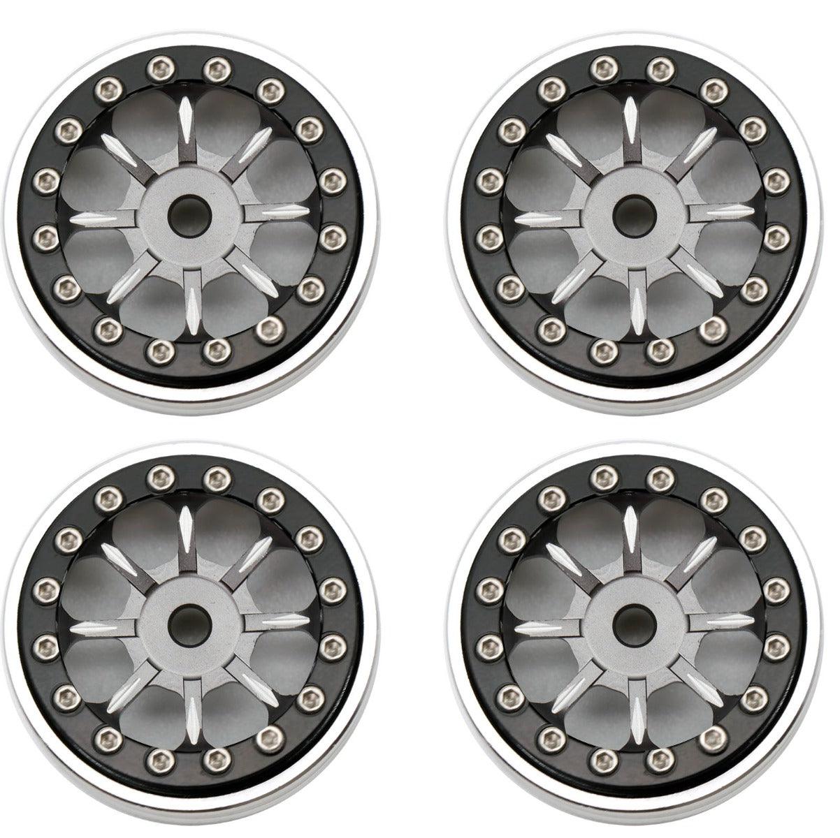 Powerhobby B59 Aluminum Beadlock 1.0” Rock Crawler Wheels Axial SCX24 - Grey - PowerHobby