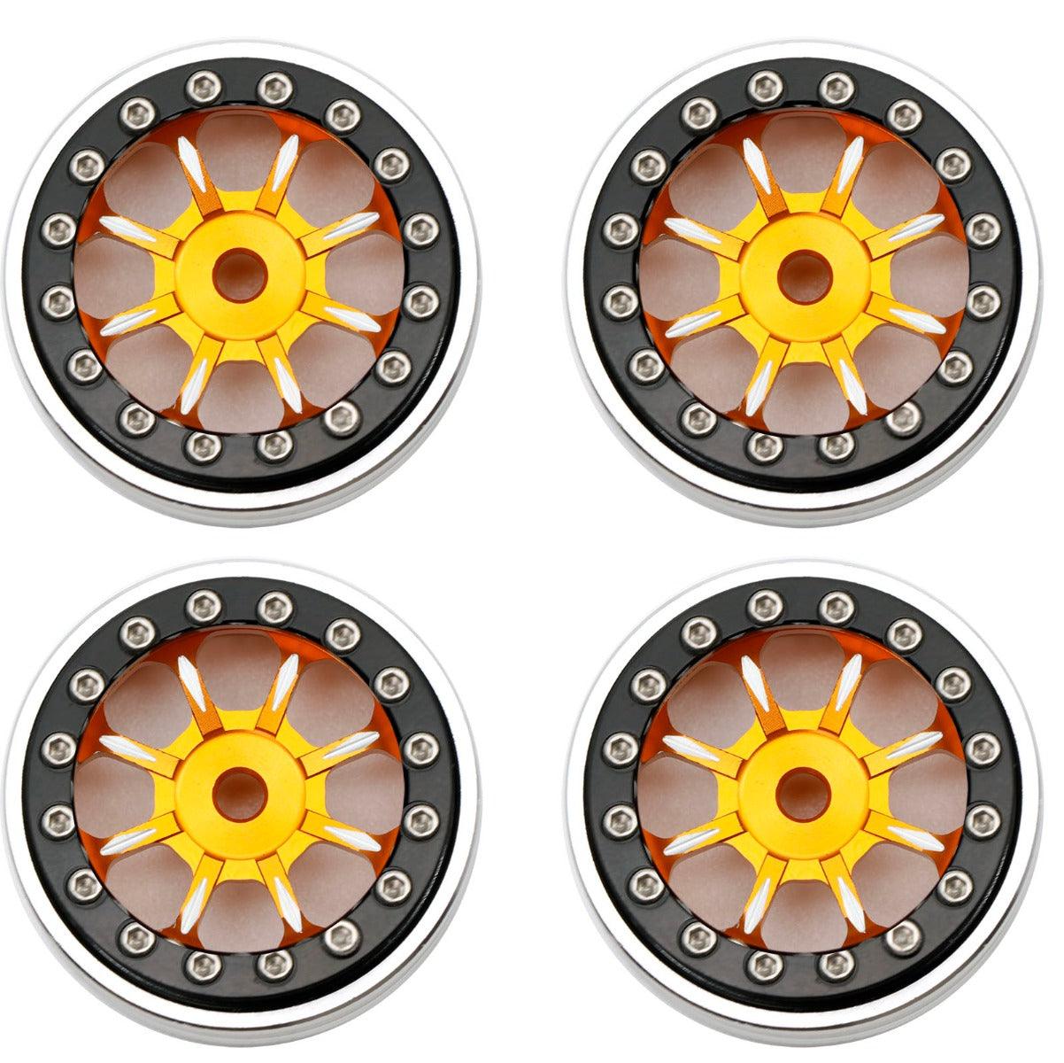 Powerhobby B59 Aluminum Beadlock 1.0” Rock Crawler Wheels Axial SCX24 - Orange - PowerHobby