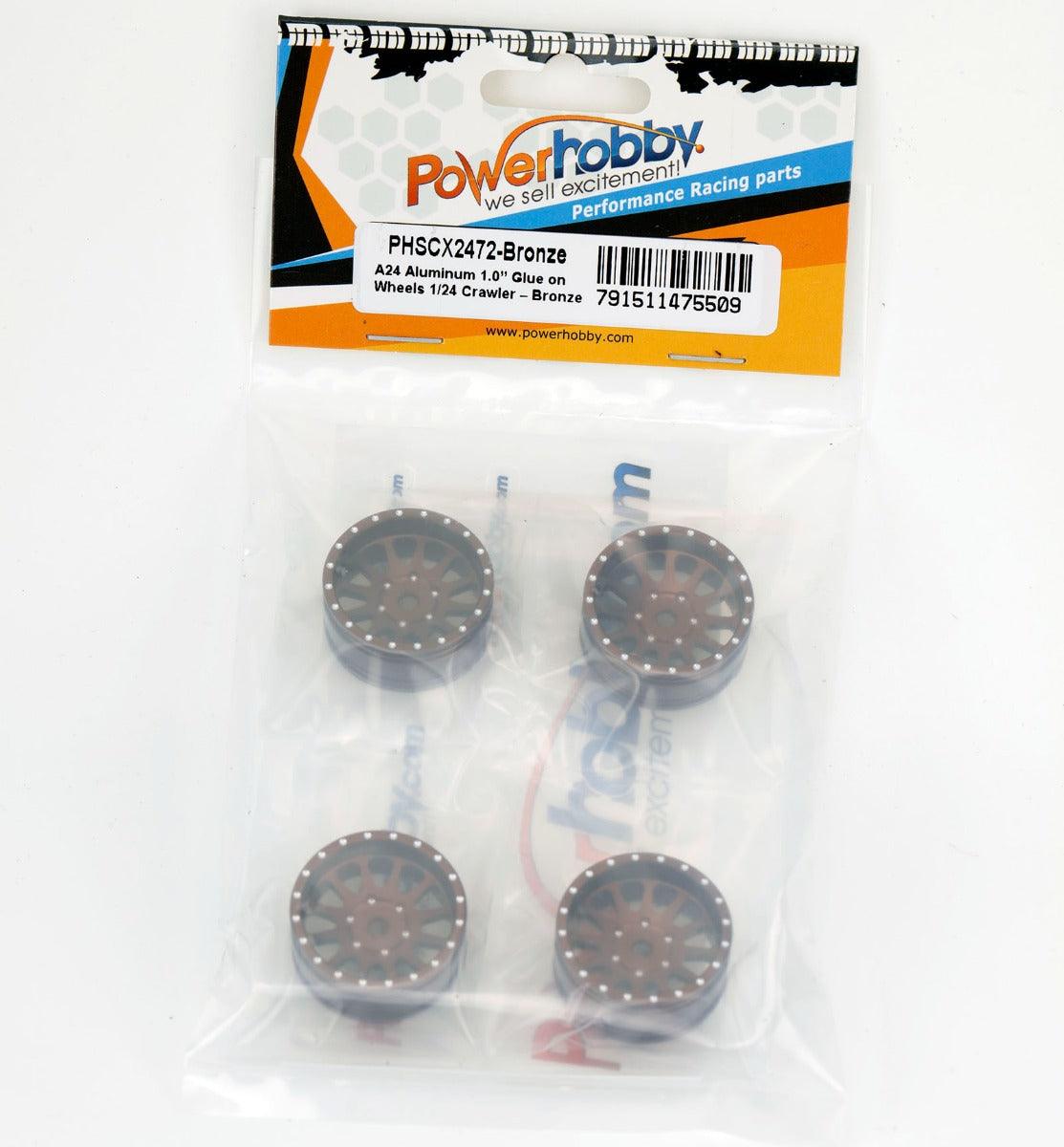 Powerhobby A24 Aluminum 1.0” Rock Crawler Wheels Axial SCX24 - Bronze - PowerHobby