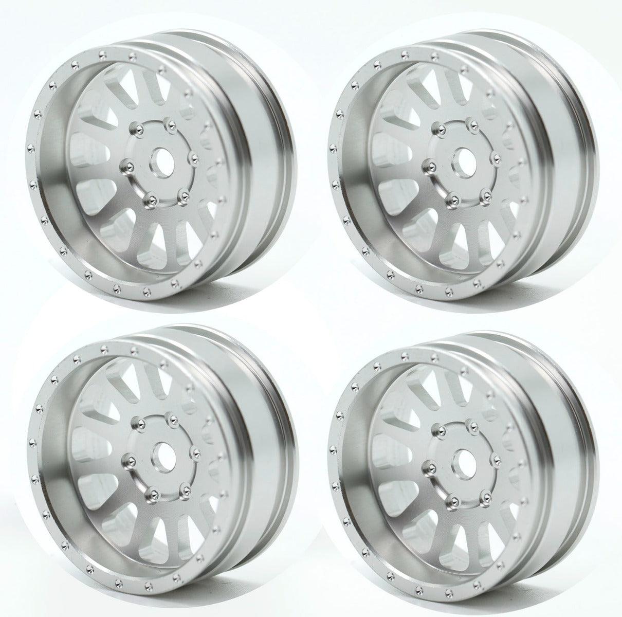 Powerhobby A24 Aluminum 1.0” Rock Crawler Wheels Axial SCX24 - Silver - PowerHobby