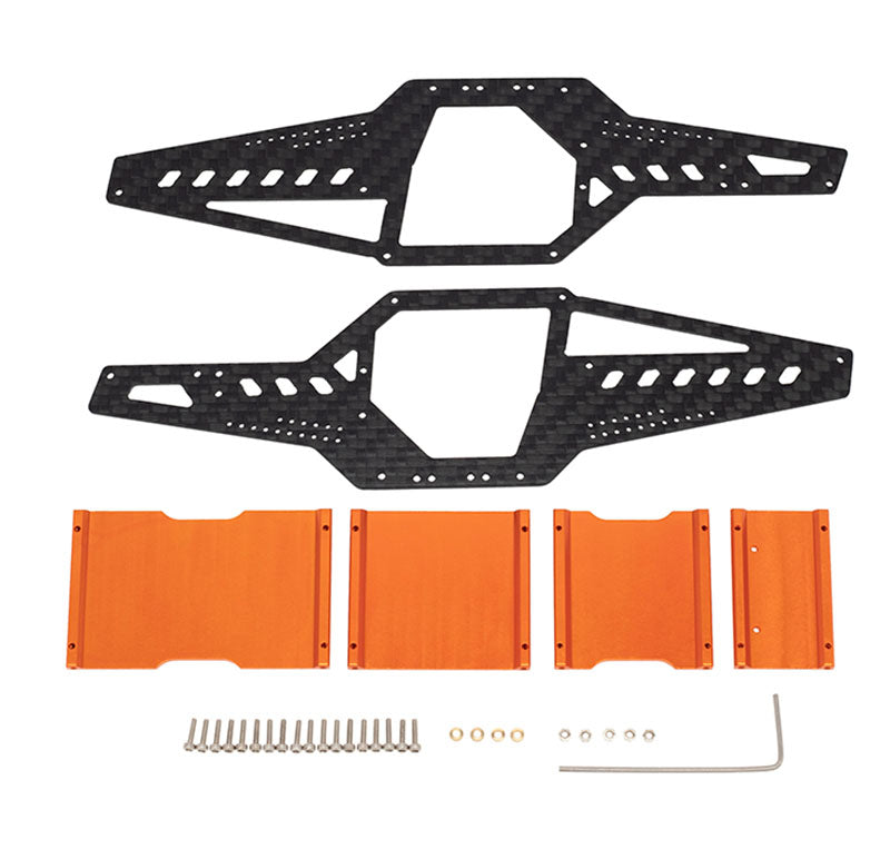 Powerhobby SCX24 Carbon Fiber Aluminum Rock Racer Conversion Chassis Kit Orange - PowerHobby