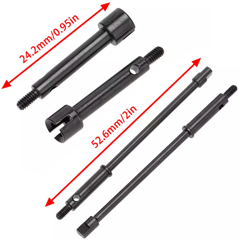 Powerhobby +4mm Wide Steel Drive shaft Axles for Axial SCX24 Jeep C10 Bronco Deadbolt - PowerHobby