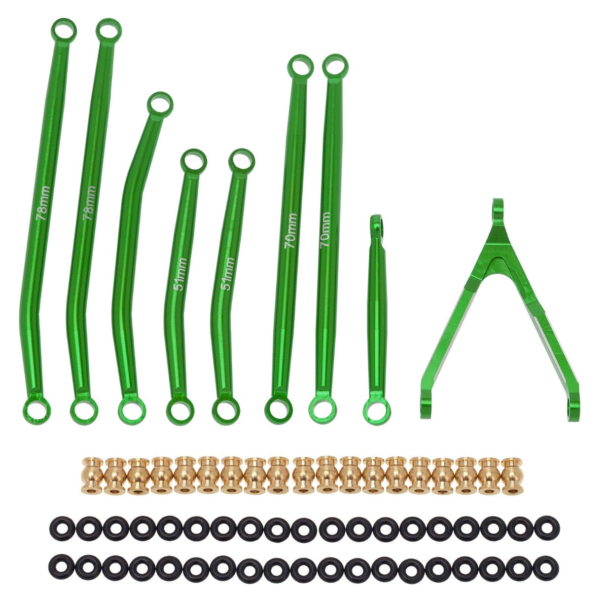 Powerhobby Aluminum SCX24 Betty Deadbolt High Clearance Chassis Links Set Green - PowerHobby