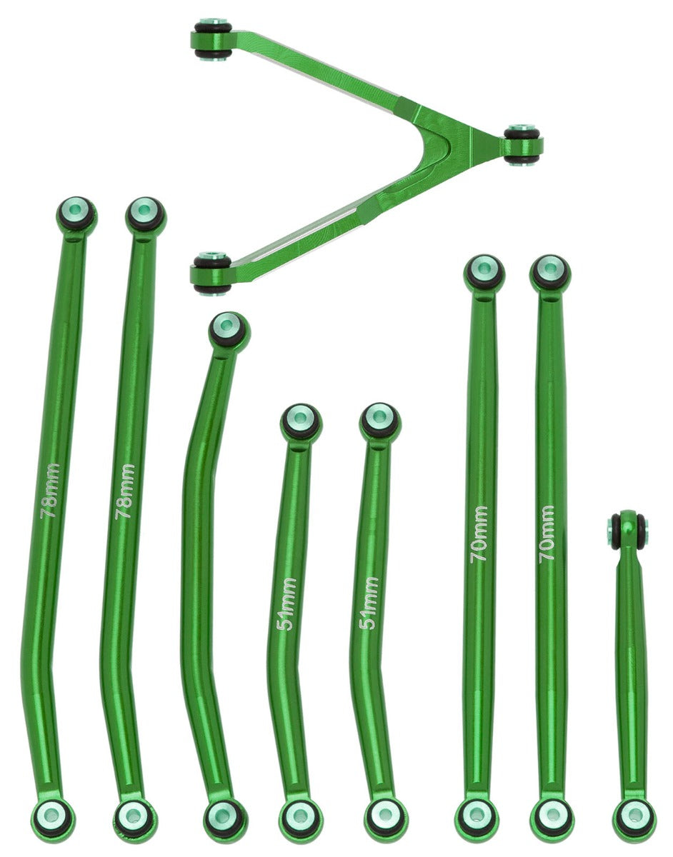 Powerhobby Aluminum SCX24 Betty Deadbolt High Clearance Chassis Links Set Green - PowerHobby