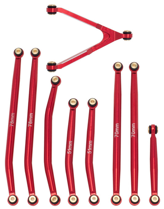 Powerhobby Aluminum SCX24 Betty Deadbolt High Clearance Chassis Links Set Red - PowerHobby