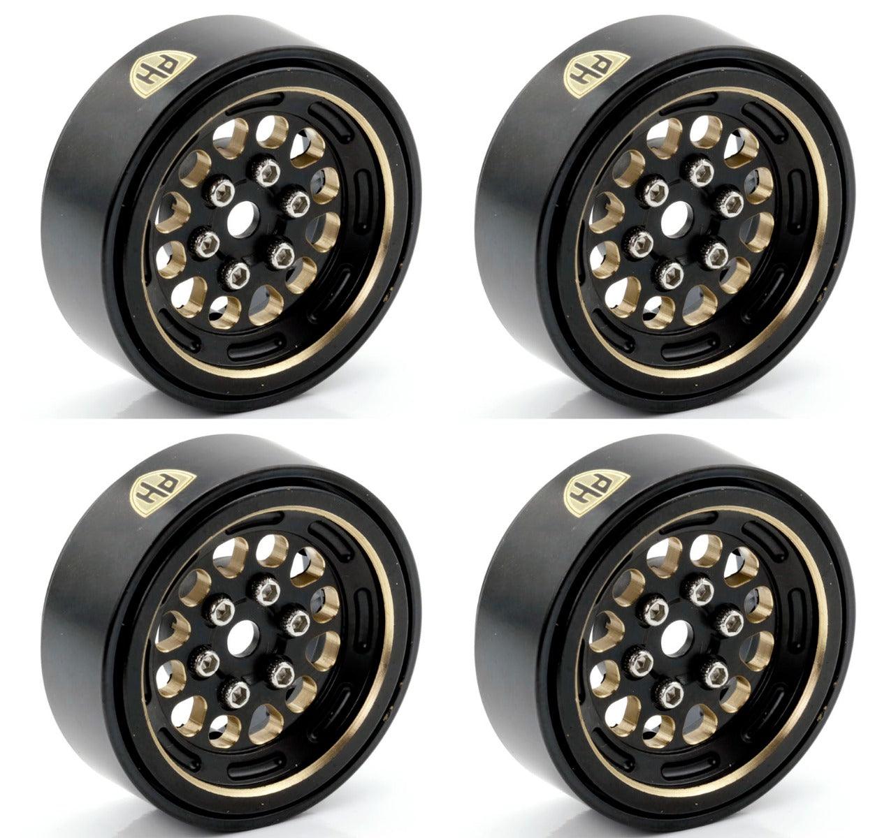 Powerhobby Axial SCX24 1.0" Black Brass Beadlock Crawler Wheels 1/24 - PowerHobby