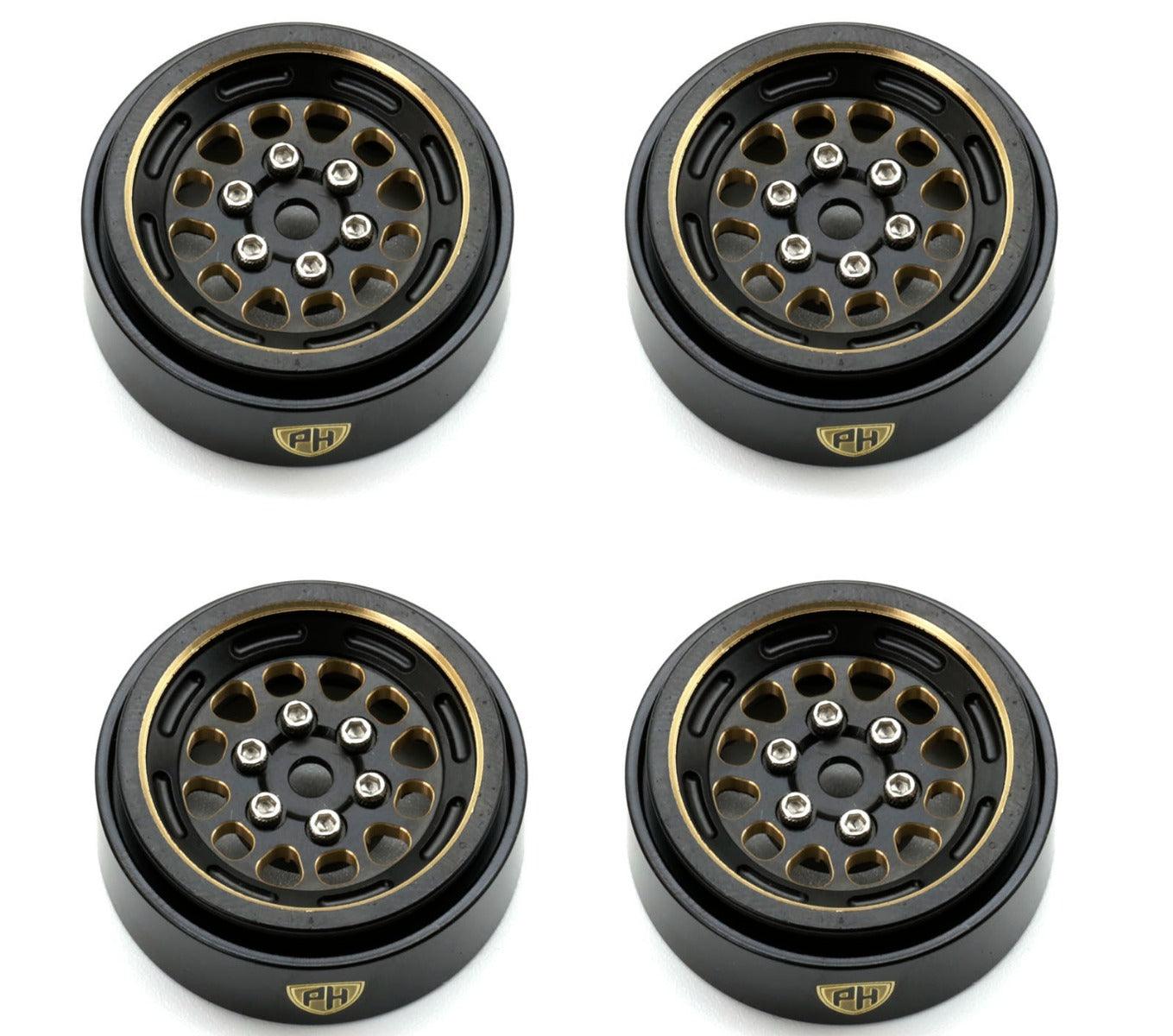 Powerhobby Axial SCX24 1.0" Black Brass Beadlock Crawler Wheels 1/24 - PowerHobby