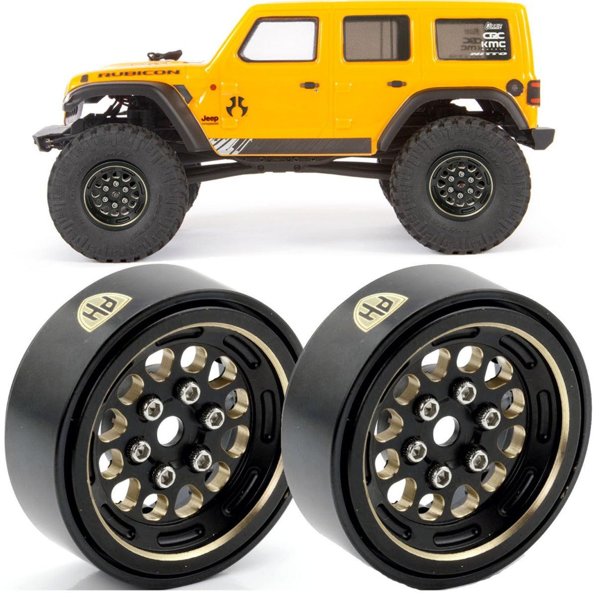 Powerhobby Axial SCX24 1.0" Black Brass Beadlock Crawler Wheels 1/24 - PowerHobby