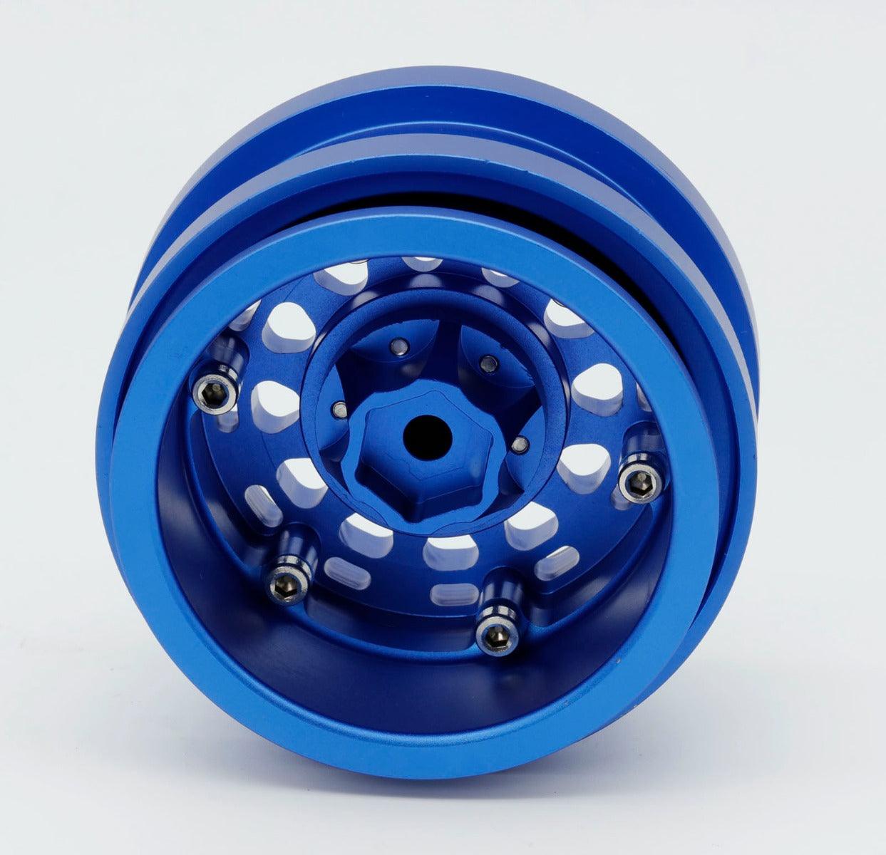 Powerhobby 2.9” Aluminum Beadlock Wheels 1/6 Axial SCX6 Crawler Blue (4) - PowerHobby