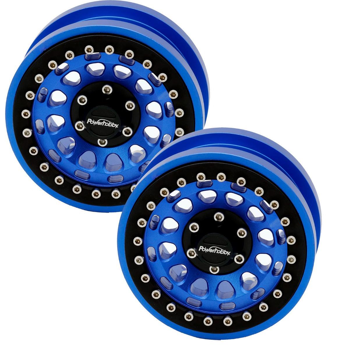 Powerhobby 2.9” Aluminum Beadlock Wheels 1/6 Axial SCX6 Crawler Blue (4) - PowerHobby