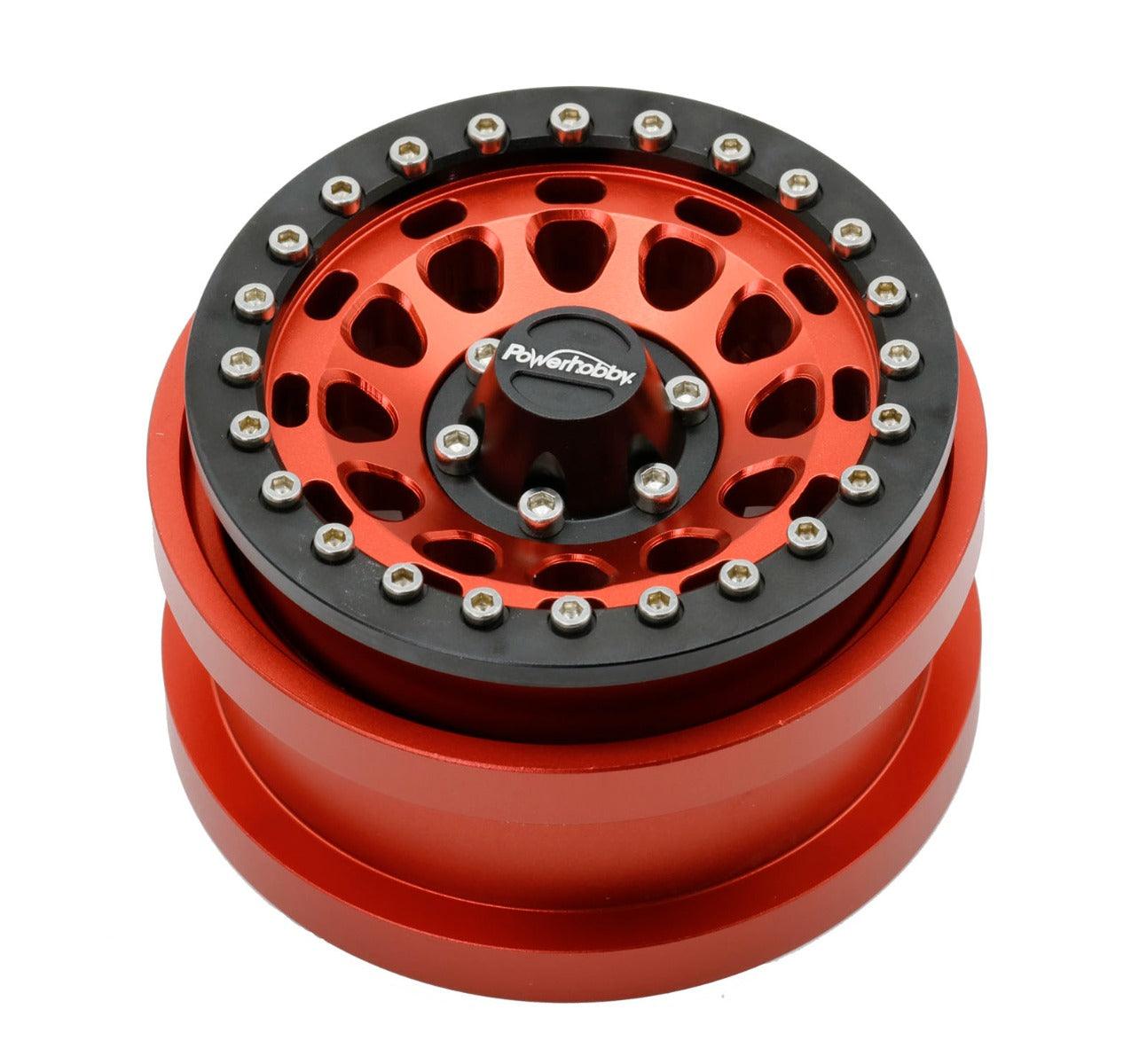 Powerhobby Axial SCX6 2.9” Aluminum Beadlock Wheels Rims Red (4) - PowerHobby