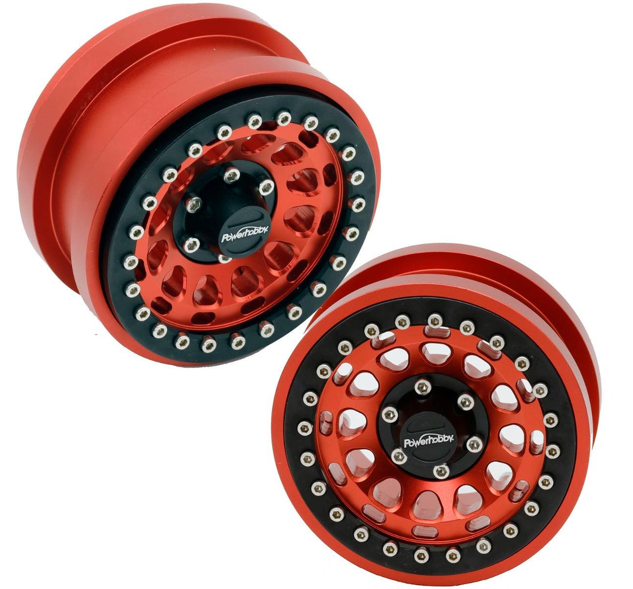 Powerhobby Axial SCX6 2.9” Aluminum Beadlock Wheels Rims Red (4) - PowerHobby