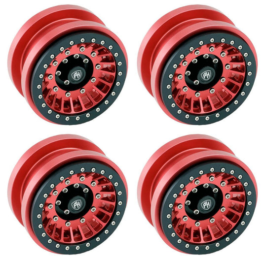 Powerhobby Z1 Axial SCX6 2.9” CNC Aluminum Beadlock Wheels Red 4pcs - PowerHobby